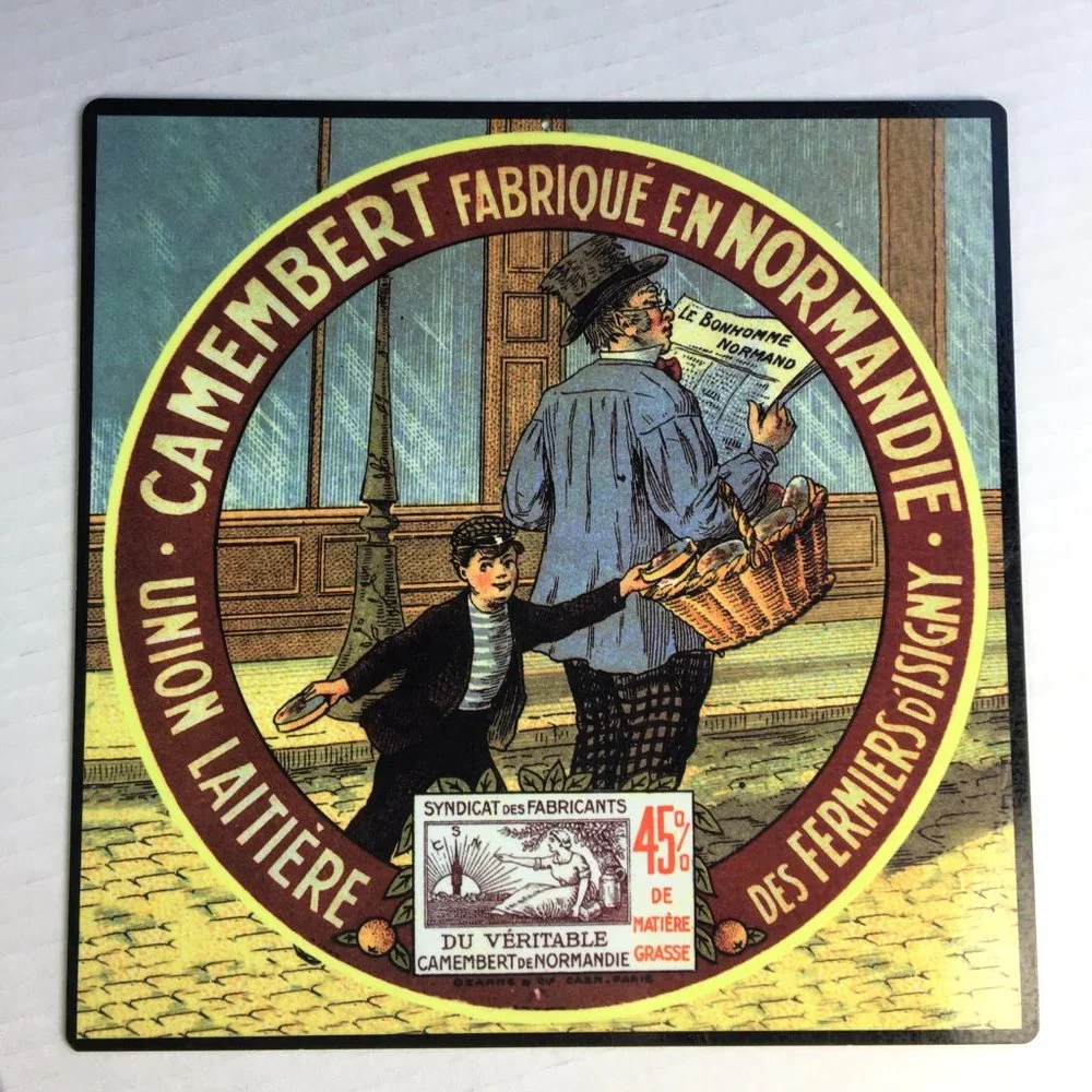 3 Metal Vintage Style Camembert Cheese Advertising Signs